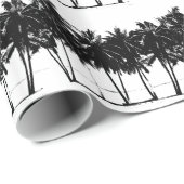 Black White Palm Trees Silhouette Cadeaupapier (Rol Hoek)