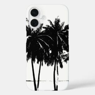 Black White Palm Trees Silhouette iPhone 16 Hoesje