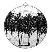 Black White Palm Trees Silhouette Dartbord (Voorkant)
