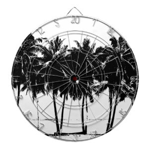 Black White Palm Trees Silhouette Dartbord