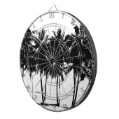 Black White Palm Trees Silhouette Dartbord (Voorkant Rechts)