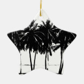 Black White Palm Trees Silhouette Keramisch Ornament (Voorkant)