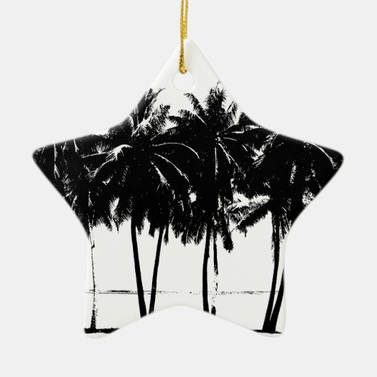 Black White Palm Trees Silhouette Keramisch Ornament (Voorkant)