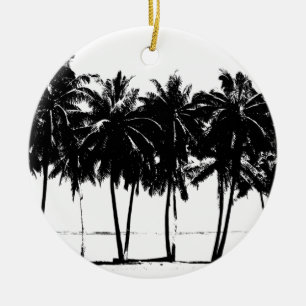 Black White Palm Trees Silhouette Keramisch Ornament