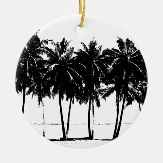 Black White Palm Trees Silhouette Keramisch Ornament (Voorkant)