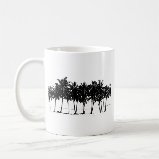 Black White Palm Trees Silhouette Koffiemok (Links)