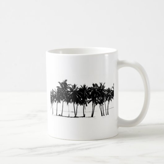 Black White Palm Trees Silhouette Koffiemok (Rechts)