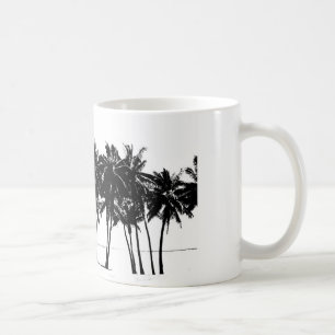 Black White Palm Trees Silhouette Koffiemok