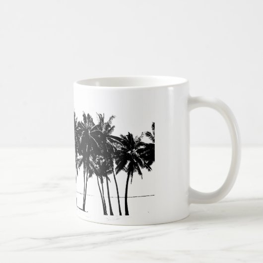 Black White Palm Trees Silhouette Koffiemok (Rechts)