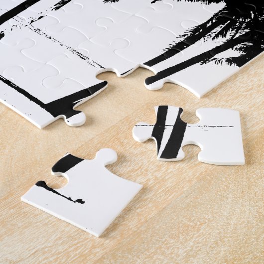 Black White Palm Trees Silhouette Legpuzzel (Zijkant)