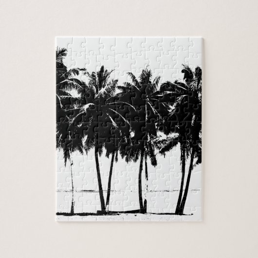 Black White Palm Trees Silhouette Legpuzzel (Verticaal)