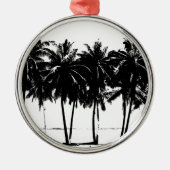 Black White Palm Trees Silhouette Metalen Ornament (Voorkant)