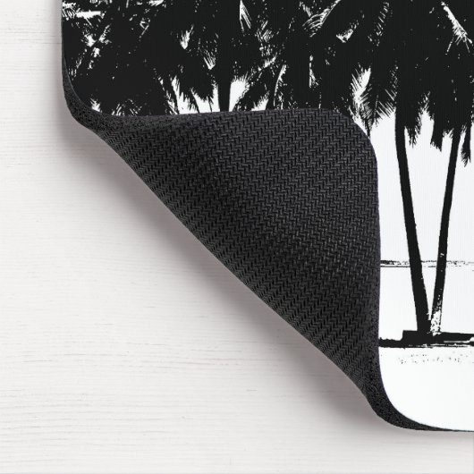 Black White Palm Trees Silhouette Muismat (Hoek)