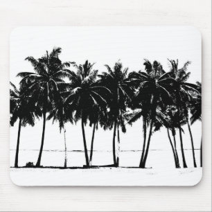 Black White Palm Trees Silhouette Muismat
