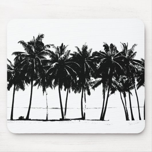 Black White Palm Trees Silhouette Muismat (Voorkant)