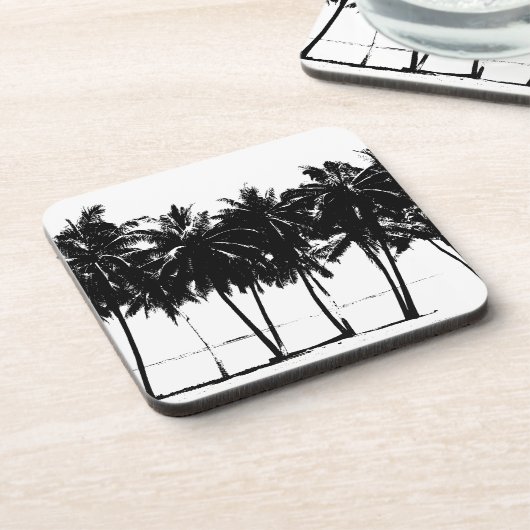 Black White Palm Trees Silhouette Onderzetter (Linkerzijde)