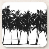 Black White Palm Trees Silhouette Onderzetter (Voorkant)