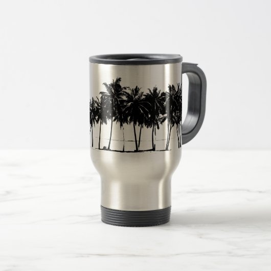 Black White Palm Trees Silhouette Reisbeker (Voorkant rechts)