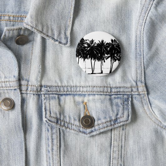 Black White Palm Trees Silhouette Ronde Button 5,7 Cm (In situ)