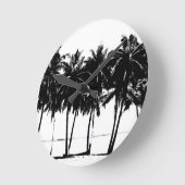 Black White Palm Trees Silhouette Ronde Klok (Hoek)