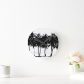Black White Palm Trees Silhouette Ronde Klok (Huis)