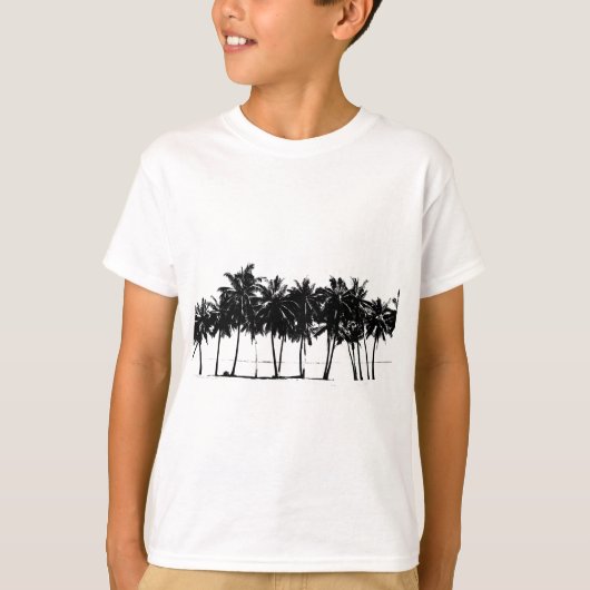 Black White Palm Trees Silhouette T-shirt (Voorkant)