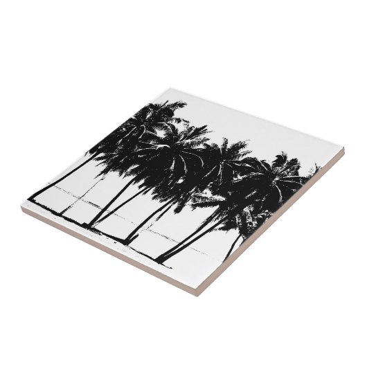 Black White Palm Trees Silhouette Tegeltje (Zijkant)
