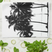 Black White Palm Trees Silhouette Theedoek (Gevouwen)