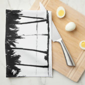 Black White Palm Trees Silhouette Theedoek (Quarter Fold)