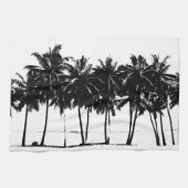 Black White Palm Trees Silhouette Theedoek (Horizontaal)