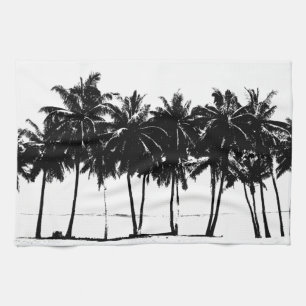 Black White Palm Trees Silhouette Theedoek