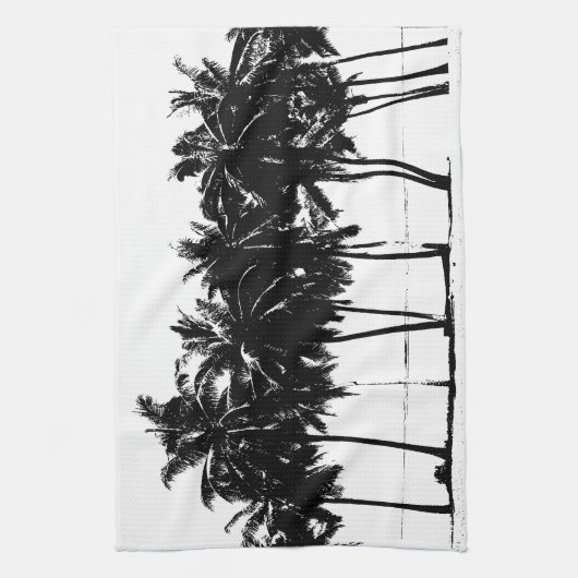 Black White Palm Trees Silhouette Theedoek (Verticaal)