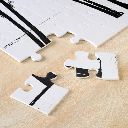 Black White Palm Trevel Art Legpuzzel (Zijkant)