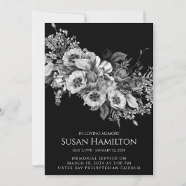 Black & White Pansy Uitvaart Memorial Aankondiging