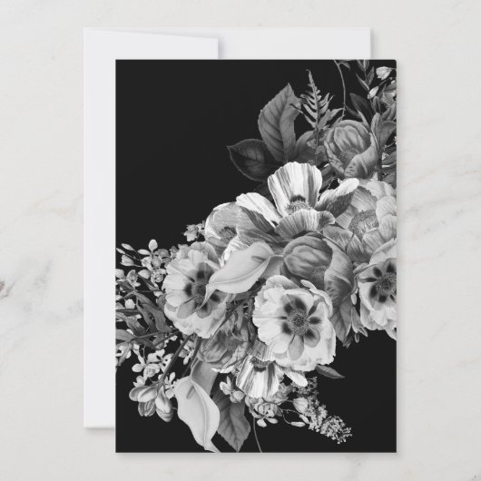 Black & White Pansy Uitvaart Memorial Aankondiging (Achterkant)