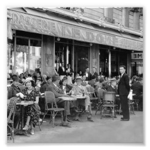 Black & White Paris Cafe Foto Afdruk