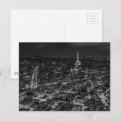 Black White Paris City Night Eiffel Tower Travel Briefkaart (Voorkant / Achterkant)