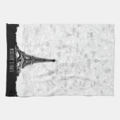  Black White Paris Eiffel Tower Add Name Theedoek (Horizontaal)