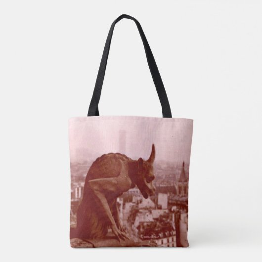 Black & White  Paris Foto Gargoyle Tas (Achterkant)