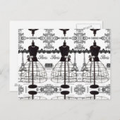 Black White Paris Mode Mannequin Briefkaart (Voorkant / Achterkant)