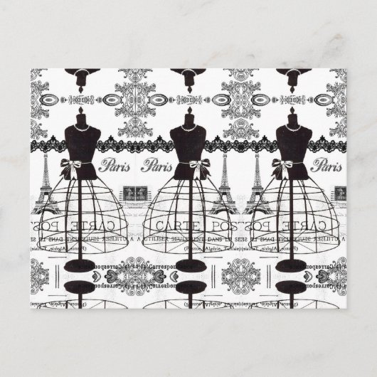 Black White Paris Mode Mannequin Briefkaart (Voorkant)
