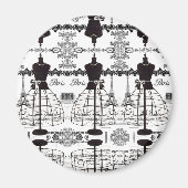 Black White Paris Mode Mannequin Magneet (Voorkant)
