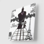 Black White Paris Mode Mannequin Vierkante Klok (Hoek)