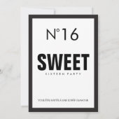 Black & White PARIS Theme SWEET SIXTEEN 16 PARTIJ Kaart (Achterkant)