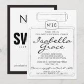 Black & White PARIS Theme SWEET SIXTEEN 16 PARTIJ Kaart (Voorkant / Achterkant)