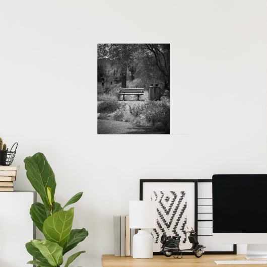 Black & White Park Bench 16x20 Poster afdrukken (Thuiskantoor)