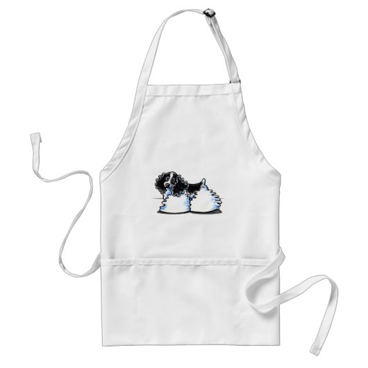Black White Parti Cocker Spaniel Standaard Schort (Voorkant)