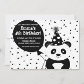Black & White Party als een Panda Birthday Invite Kaart (Voorkant)