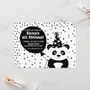 Black & White Party als een Panda Birthday Invite Kaart