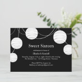 Black & White Party Lantaarn Sweet 16 Uitnodiging (Staand voorkant)